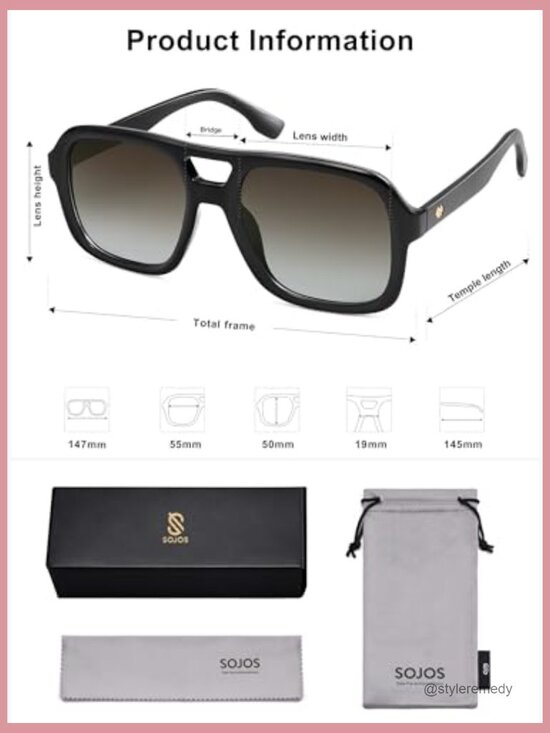 Retro Aviator Sunglasses with UV400 Lenses and Polarized Grey Grading main image 7